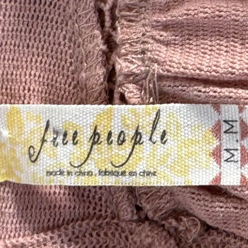 Free People English Rose Dusty Mauve Bishop Sleeve‎ Peplum Top Sz M